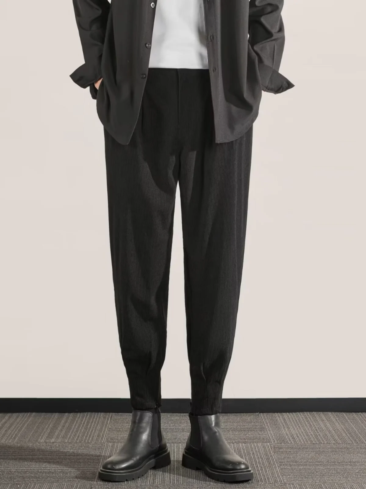 Spring and Autumn New Corduroy Pants Men's Harlan Casual Radish Design Sense Suit trousers TikTok Same Sle Ankle-Tied...