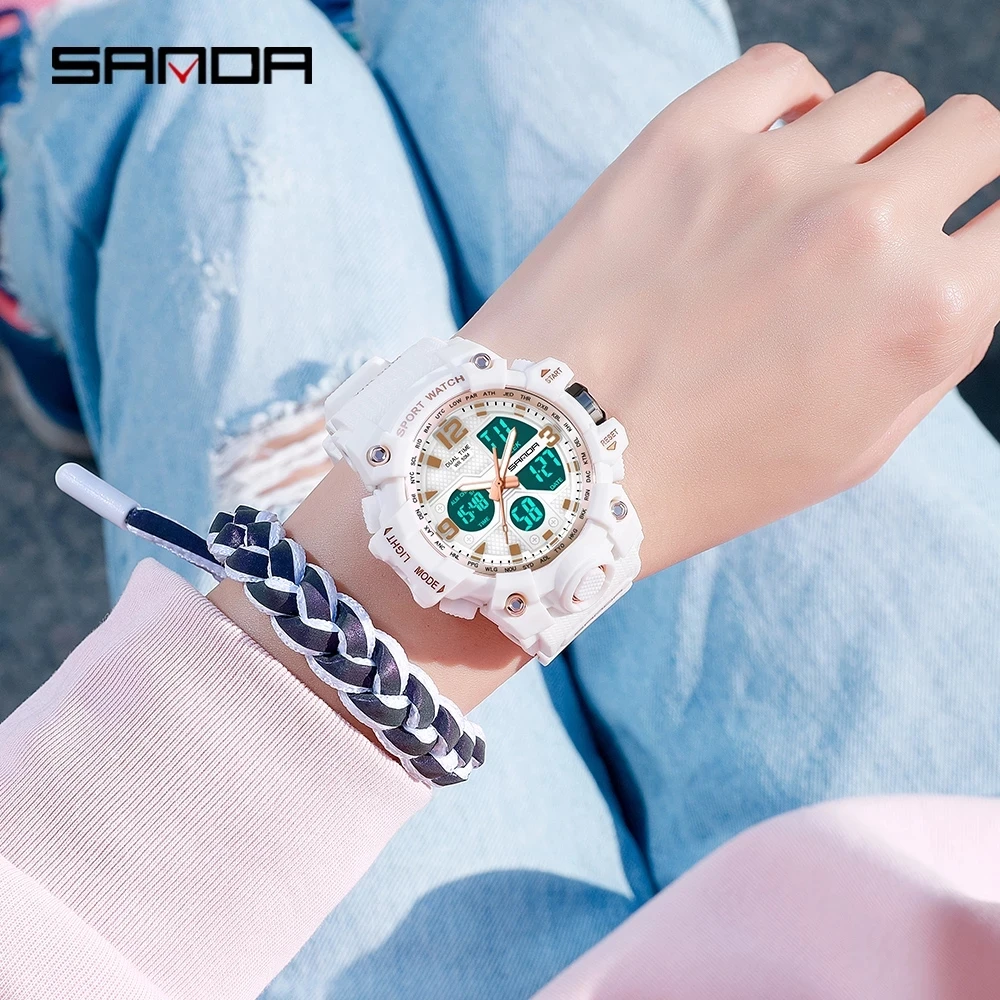 2023 SANDA Fashion Sports Women's Watches Multifunction Waterproof Analog Digital Wristwatch Casual Clock Relogio Feminino 942 enlarge