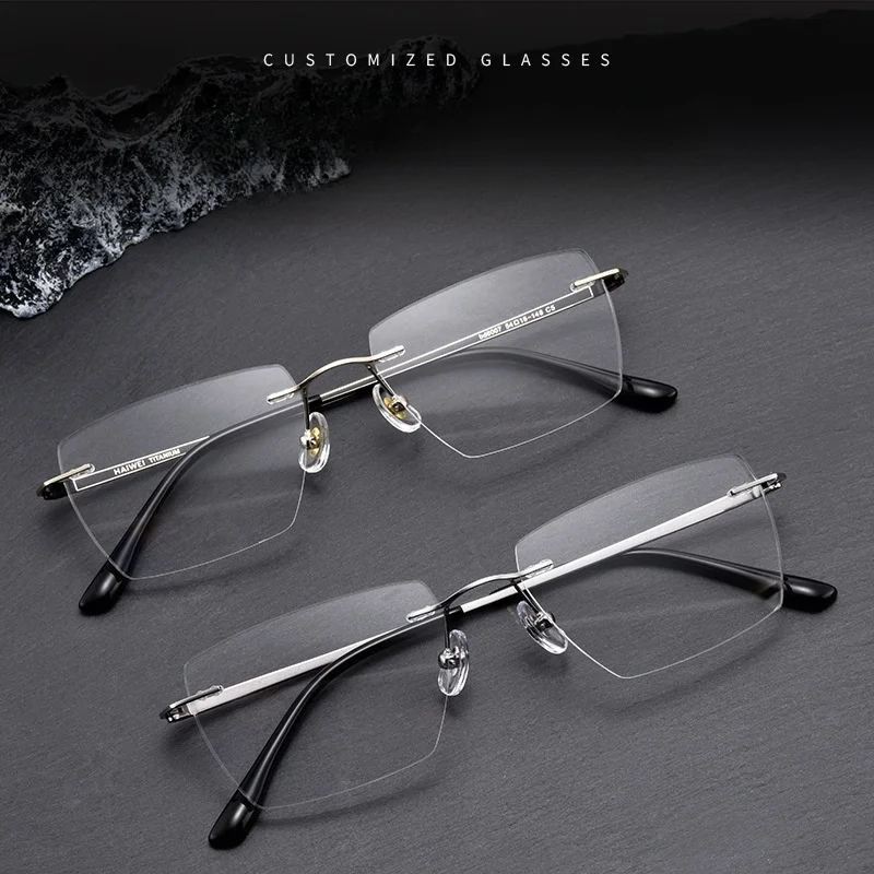 Сверхлегкая титановая оправа для очков деловая безрамочная мужская легкая