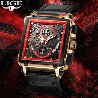 lige luxury men watch square sport quartz leather belt wristwatch waterproof stopwatch watch for men clock relogio masculinobox