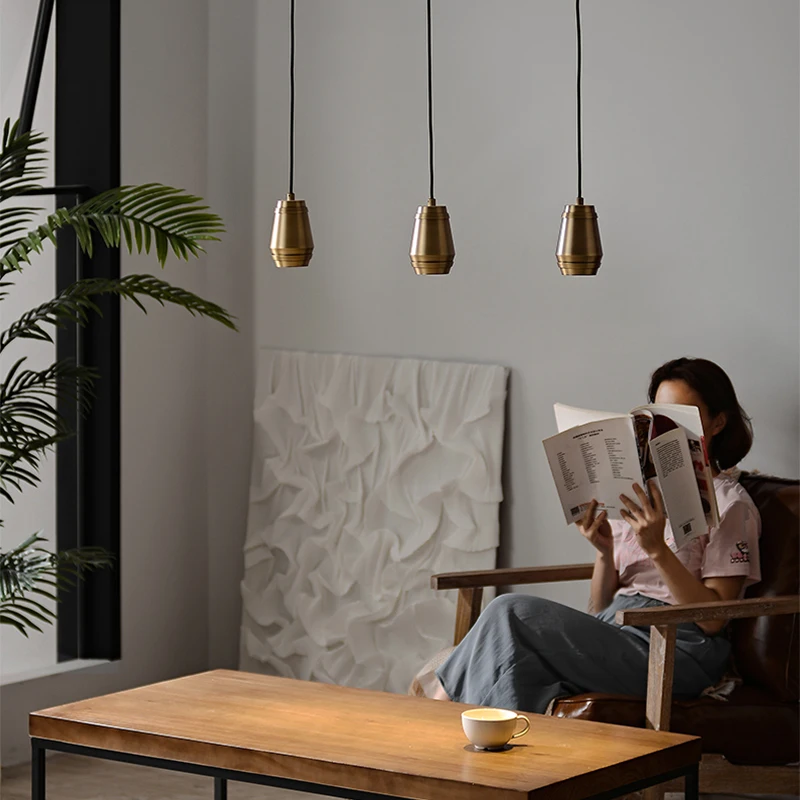 

Vintage All Copper Pendant Lamp Nordic Luxury Hanging Lights Retro Pendant Light Decoration Spot Lights Fixture For Dining Room