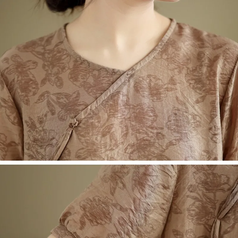 Женская Повседневная Блузка рубашка Новое поступление лета 2024 винтажный стиль