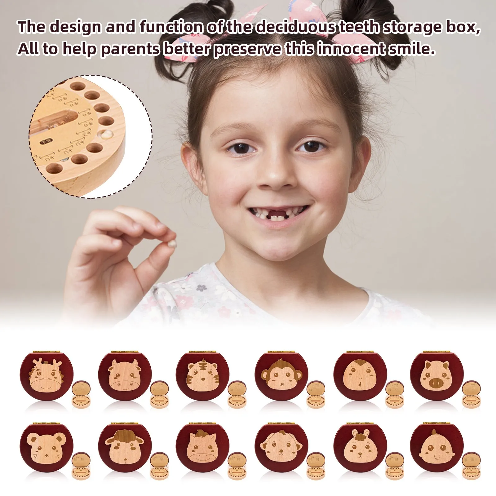Детская Деревянная Коробка Для Зубов Органайзер Молочных