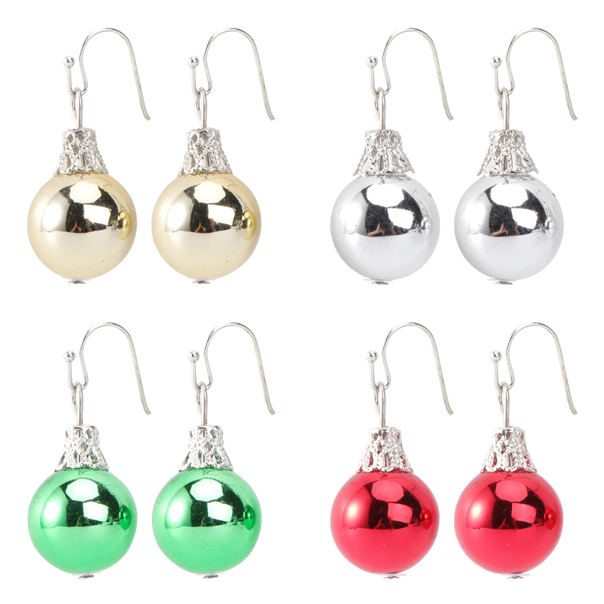 

4 Pairs Jingle Bell Hoop Earring Pierced Earrings Women Decorative Drop Earrings Christmas Dangle Earring Pearl Earrings Women
