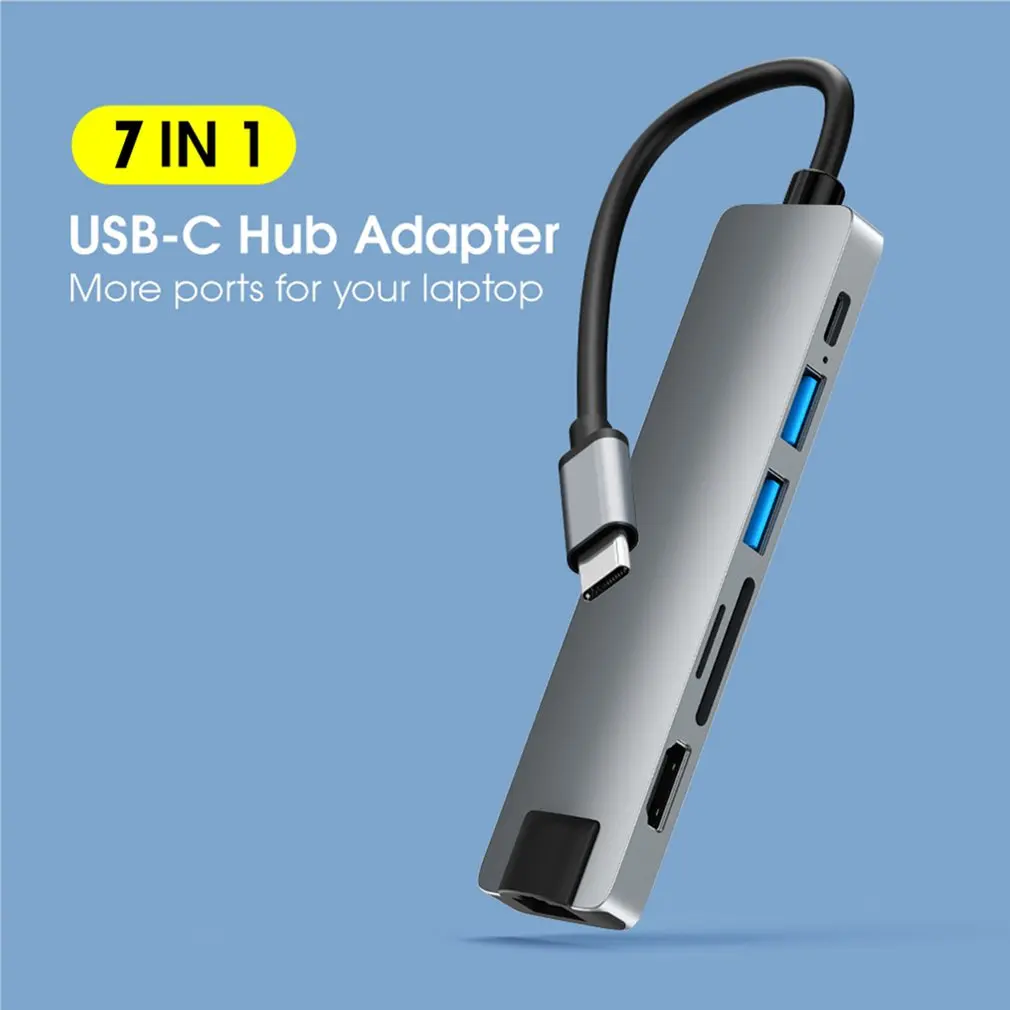 

Новинка 2022 г., многопортовый концентратор USB Type-C для быстрой зарядки, совместимый с HDMI-разъемом 7 в 1, PD-адаптер для чтения карт