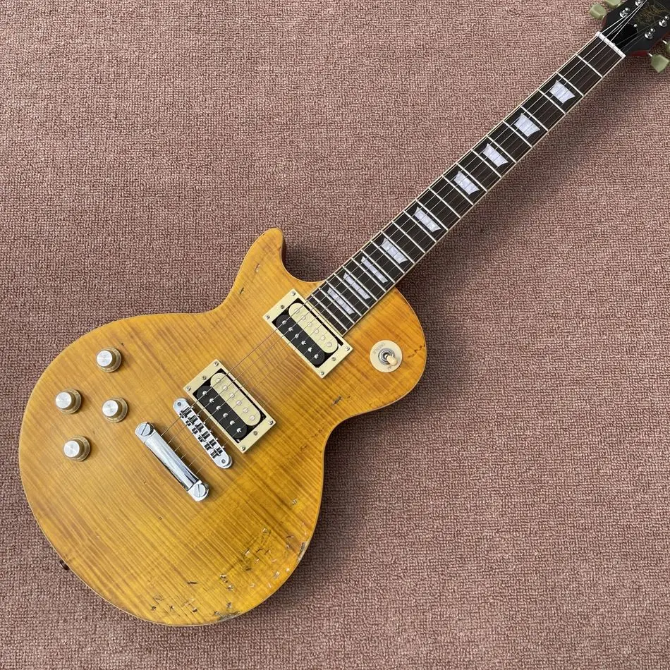 Гитара для левой руки состаренная/верлильная отделка нитрообразная янтарный