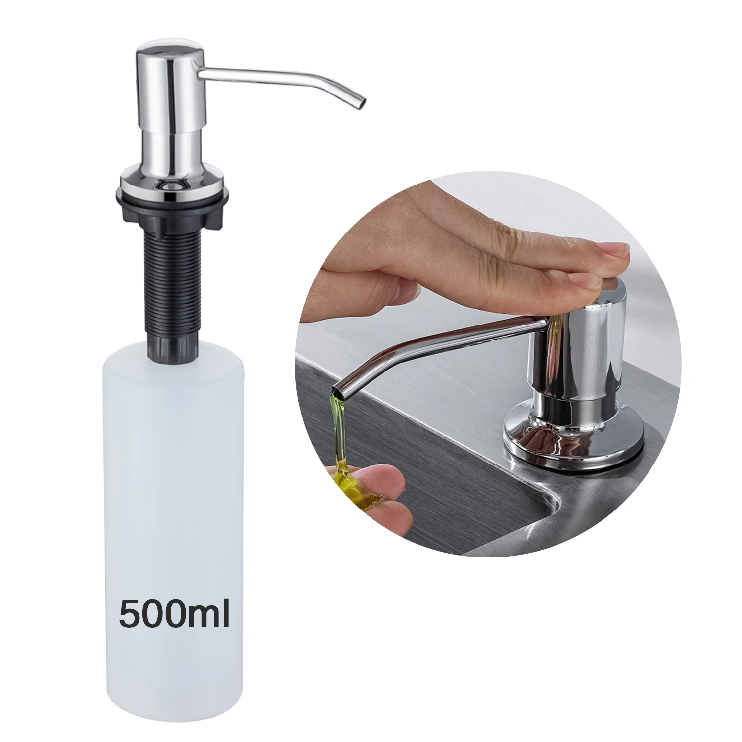 500ml Stainless Steel Kitchen Sink Liquid Soap Dispenser Chrome Gold Black Detergent Hand Pumps Dispenser Deck Mount Bathroom