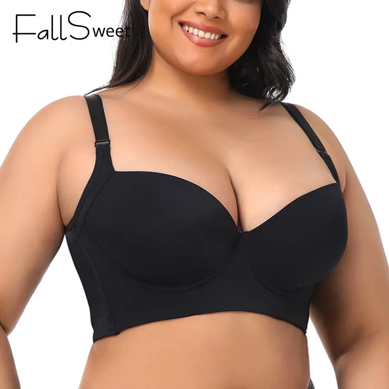 

34-46 DE Plus Size Bra For Women Push Up Underwire Bralette Full Back Coverage Underwear Female Shaper Incorporated Lingerie