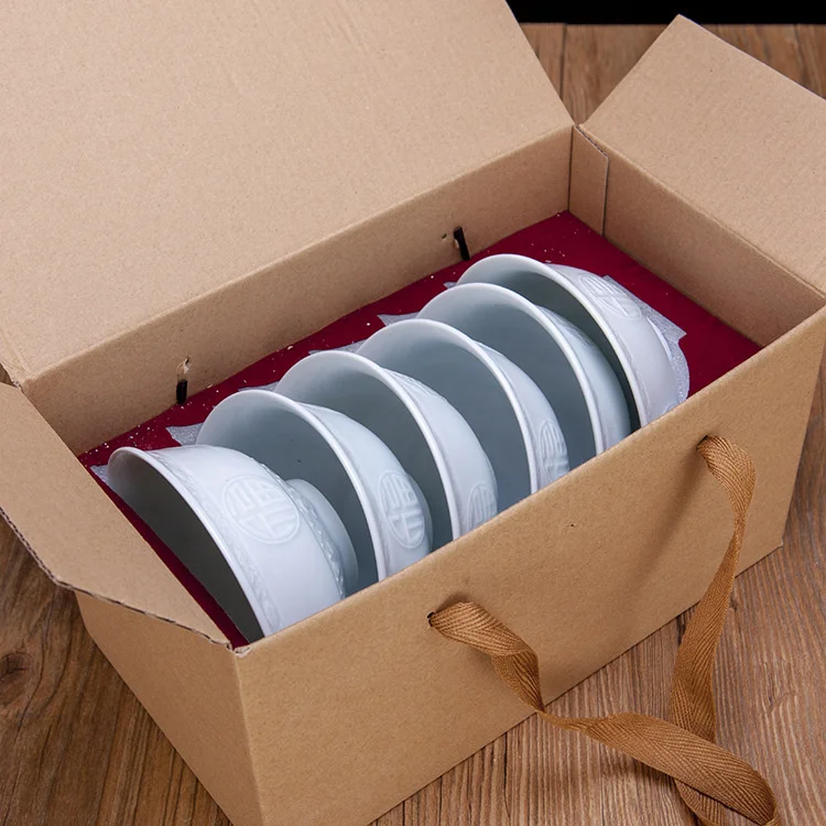 Набор мисок и тарелок из керамики для лапши-фастфуда с палочками для еды в комплекте «простой набор домашнего красного цвета».