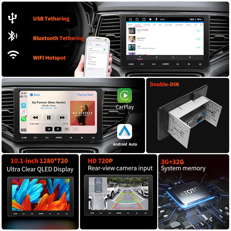 ATOTO S8 Премиум 10 1-дюймовый Android Автомобильный Стерео 2 Din Беспроводной Carplay Авто