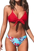 womens floral print knot adjustable bikini sets two piece bathing suit bathing suits woman 2022 swimsuit women bikini set