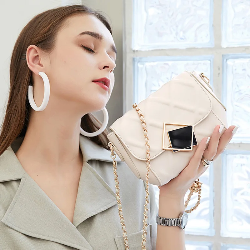 

Pure Leather Shoulder Bag Women's New Simple Luxury 2023 Fashion Ringer Bag Small Incense Chain Diagonal Span Bag Small Bag