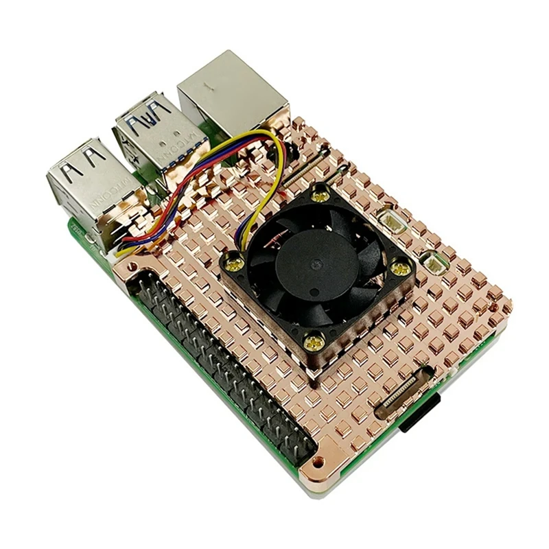 Радиатор из чистой меди для Raspberry Pi 5 с 4-проводным ШИМ регулятором скорости