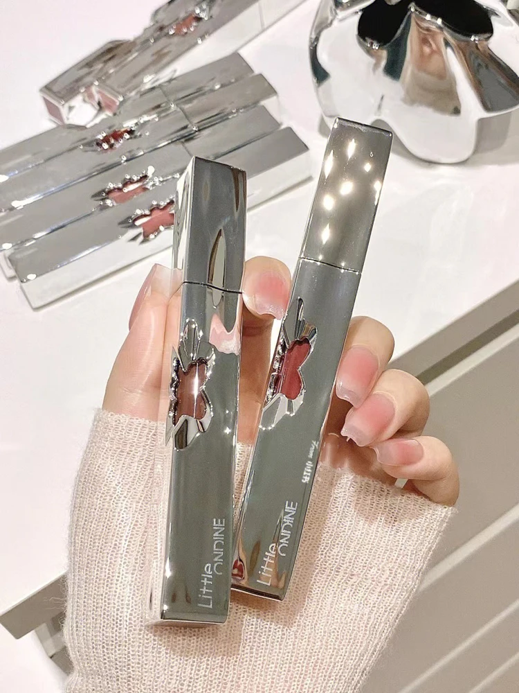 

Цветочная губная помада Little Odin в форме сердца, грязь для губ, глазурованная губная помада, бархатный туман, матовая губная помада для девушек, бренд Little Odin, серый, розовый