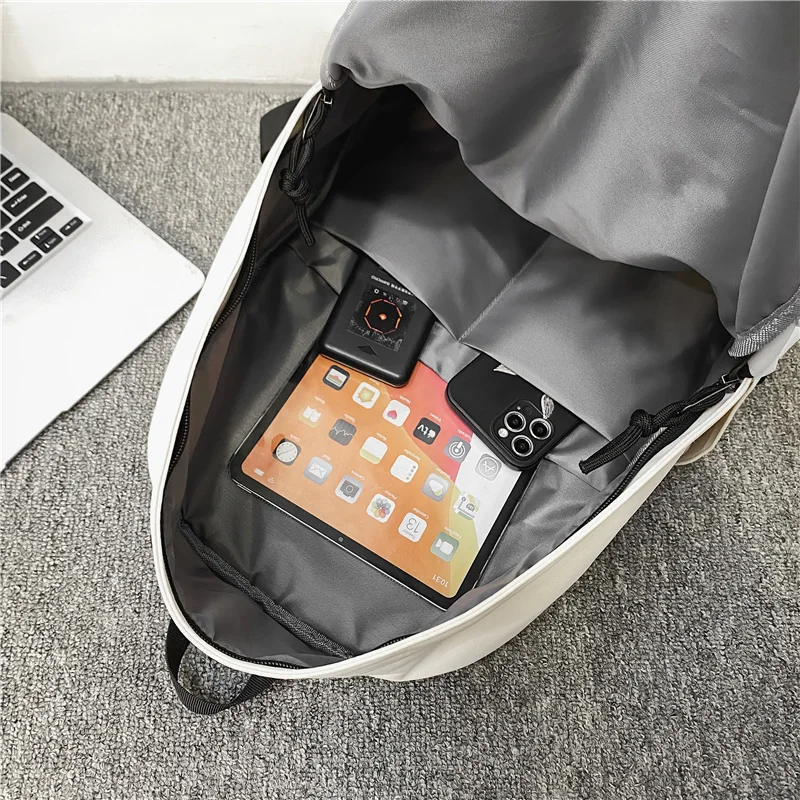 School Backpack College Students Simple Casual Solid Colour Travel Double Shoulder Large Capacity Backpack Schoolbag For Girls B