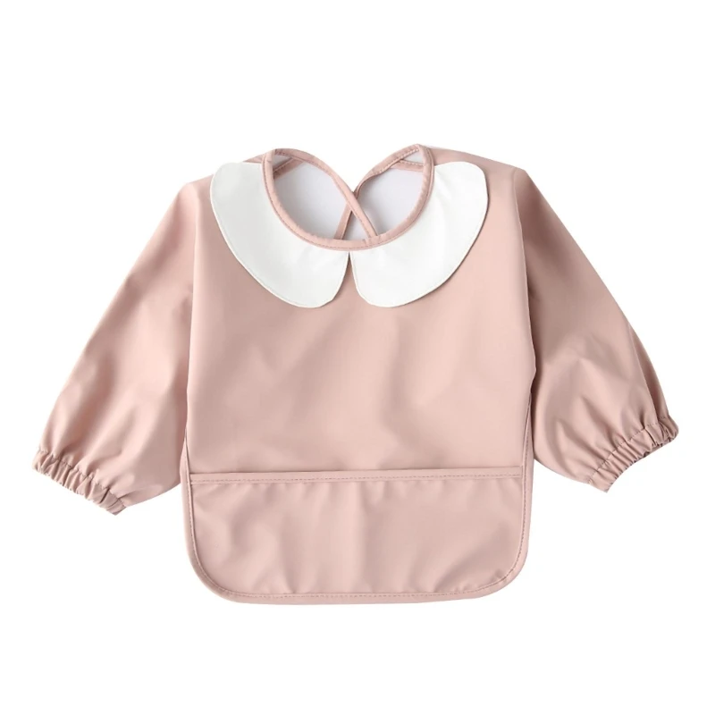 

Waterproof Baby Bib with Food Pocket Baby Infants Long Sleeve Feeding Drawing Painting Apron Newborn Smock Burp Cloth 40JC
