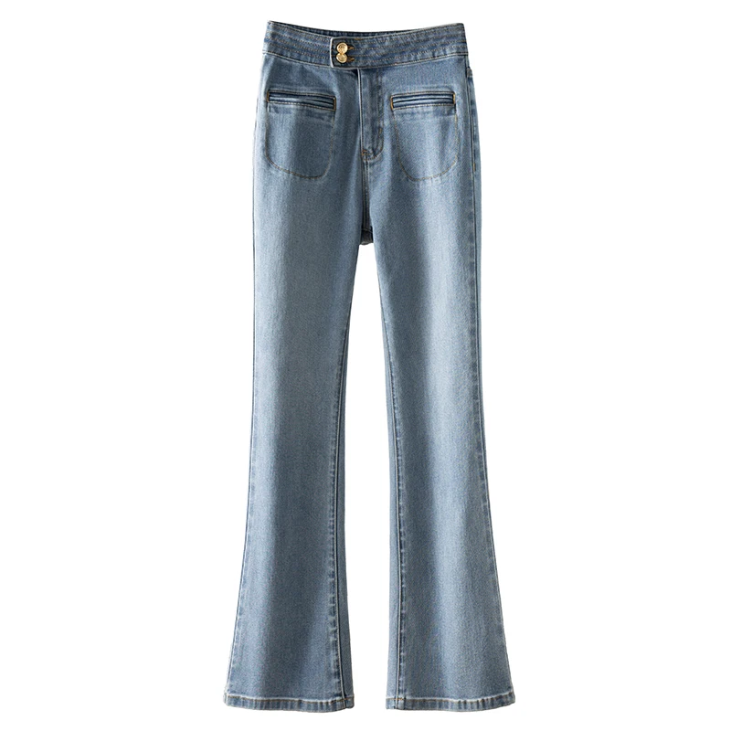 High-quality Jeans Women  Pantalones De Mujer  Women Jeans  Full Length  HIGH  Pockets  Skinny  Flare Pants  Streetwear Women