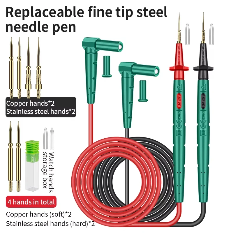 

LUXIANZI 1000 В 20 А универсальный мультиметр ручка 0,1 мм/0,2 мм сменный зонд из нержавеющей стали изолирующие силиконовые измерительные провода инструменты