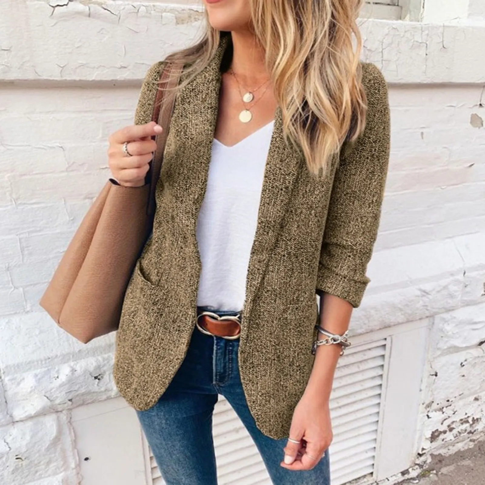 

Ladies Casual Suit Jacket Loose Top Long-sleeved Women's Jacket Office Professional Top Temperament Elegant Slim Coat