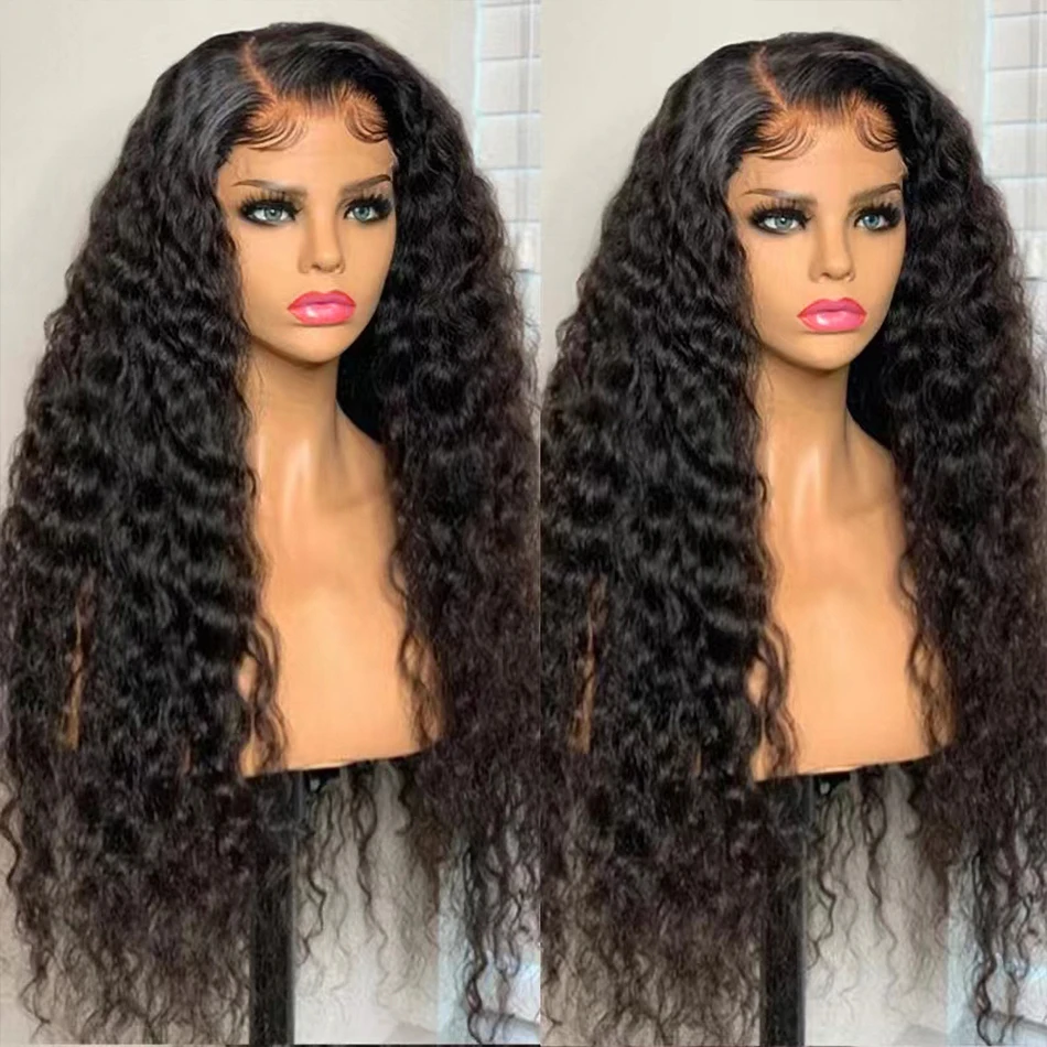 220 Density 30 32 40 inch Deep Wave 13x6 Lace Front Human Hair Wigs Brazilian Remy Loose Water Curly Frontal Wig For Black Women