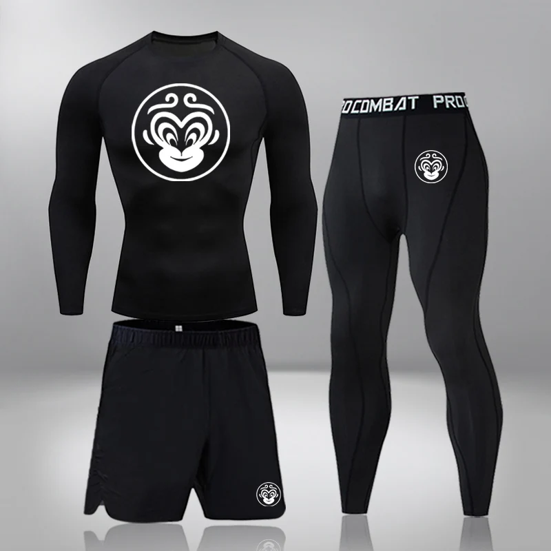 

Men's Brand Clothes Sportswear Compression Set Rashgard Male Summer Short Sleeve Tights Training Base Leggings T-shirt 4XL