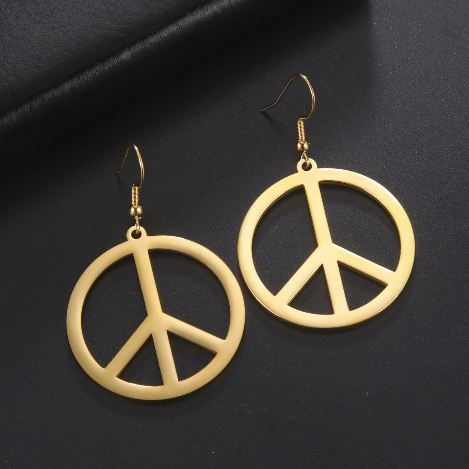 

My Shape Vintage Peace Sign Symbol Drop Earrings For Women Geometric Round Stainless Steel Pendant Dangle Earrings Ear Jewelry