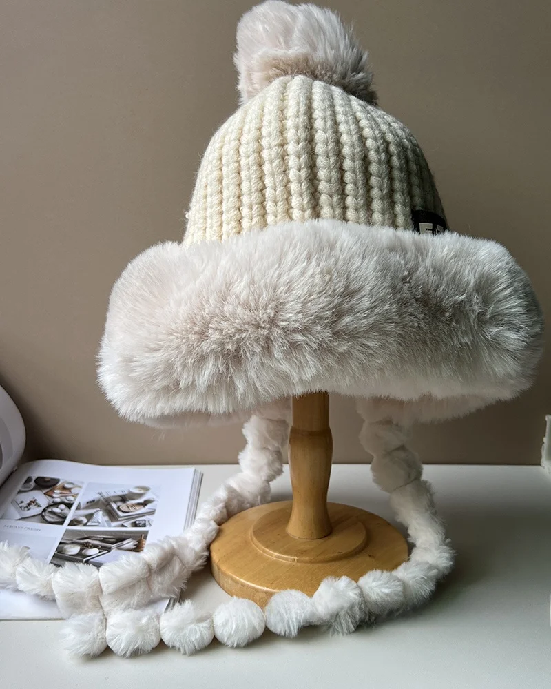 Монгольская шапка с большим меховым воротником осенне-зимняя теплая