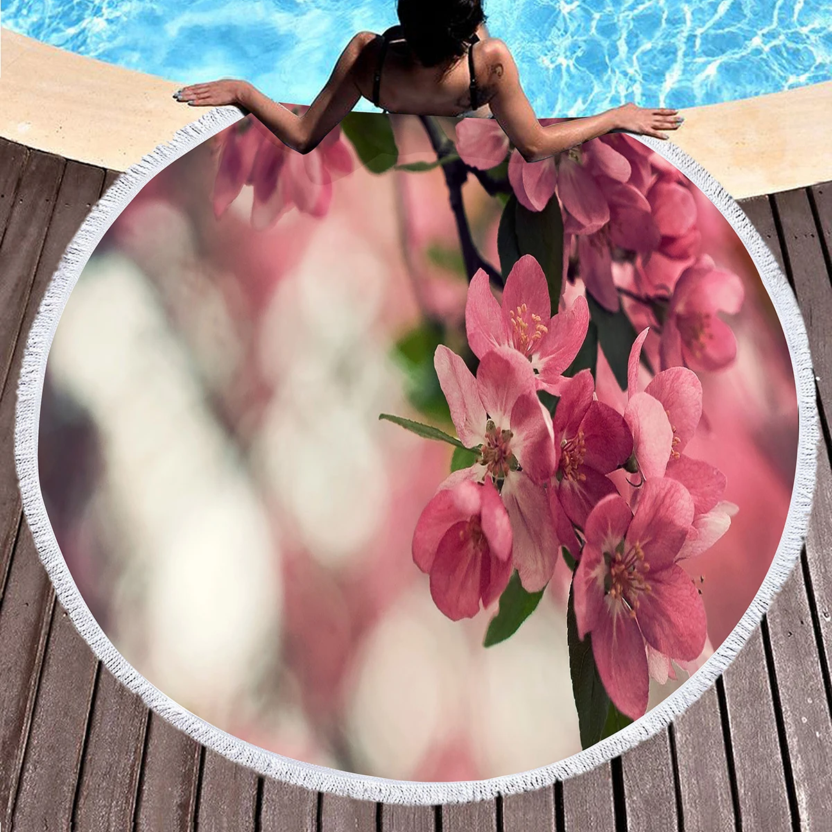 S,beautiful Peach Blossom Polyester Sand Resistant Beach Blankets,absorbent Quick Dry Pool Towels Picnic Mats