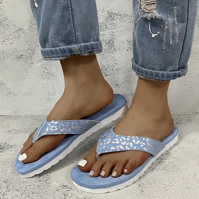 

Women's Home Slippers Leopard Print Non-slip Flat Shoes 2022 Summer Ladies Casual Beach Flip Flops Lightweight zapatos de mujer