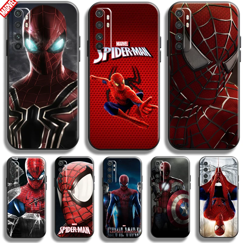 

Spiderman Marvel Avengers For Xiaomi Mi Note 10 Lite Phone Case 6.47 Inch Soft Silicon Coque Cover Black Funda Captain America