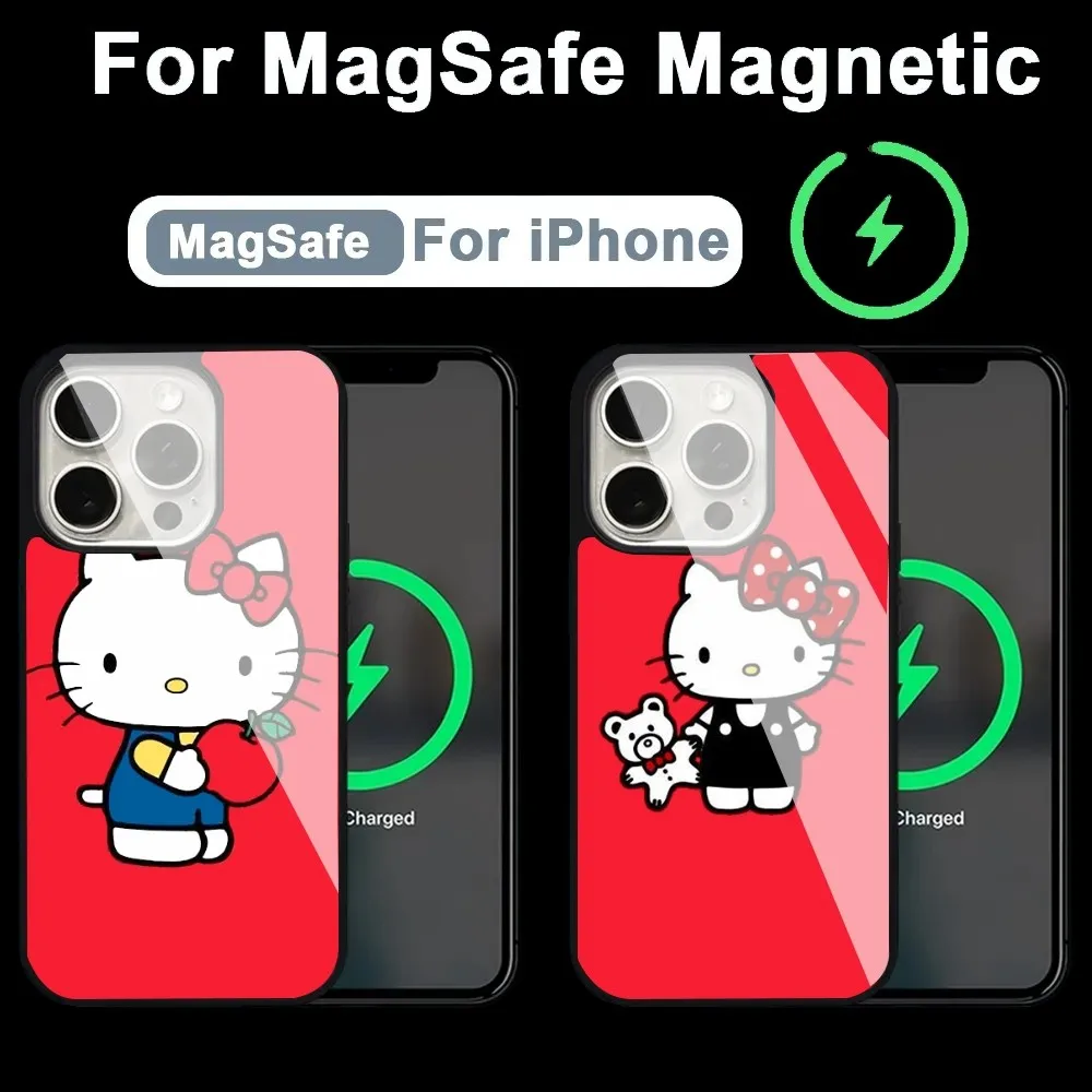 Милый чехол для телефона Kawaii Hello K-Kittyes Alex Mirror Magsafe с беспроводной зарядкой Caver IPhone 13