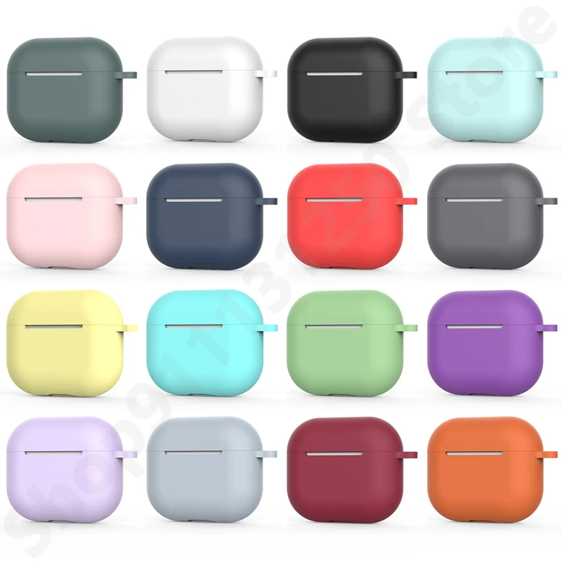 

Original Silicone Protective Cover For Apple 2021 New AirPods 3 Case Headphone Accessories For Air Pods 3 Cover With Hang buckle