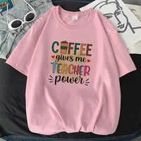 teach love rainbow print pink oversize t shirt teacher life short sleeve harajuku aesthetic gift women top casual shirts clothes