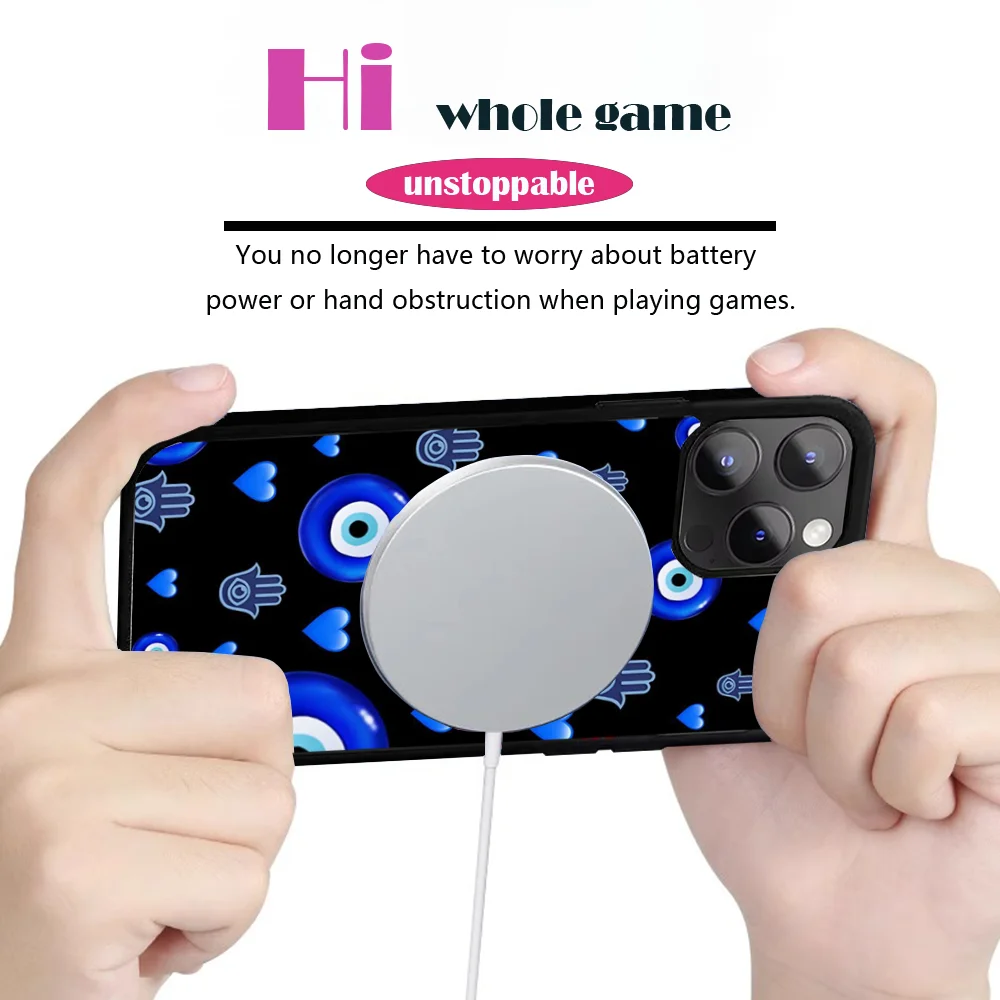 Blue Eye Nazar Boncugu Evil Phone Case For iPhone 16 15 14 13 12 11 PRO MAX PLUS Mini Magnetic wireless mirror phone case