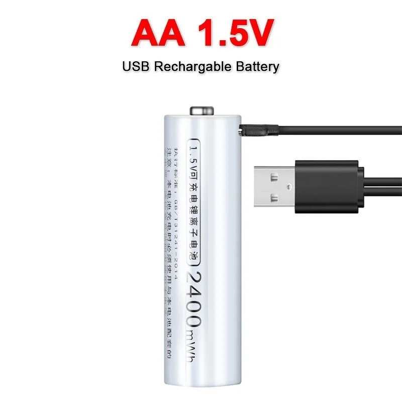 

1PCS Rechargeable Li-ion USB 1.5V AA2400mWh Rechargeable Battery Batteries for remote control mouse Electric toy battery USB
