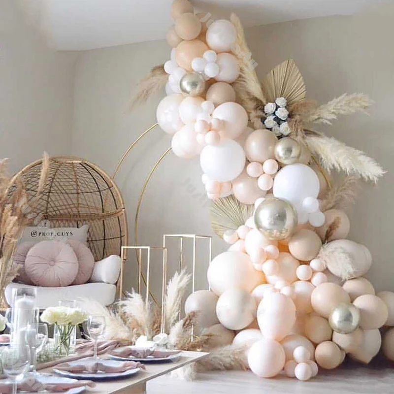 

97Pcs Doubled Cream Peach Balloons Arch Garland Kit White Sand Balloon Arch Wedding Decor Baby Shower Birthday Party Decor