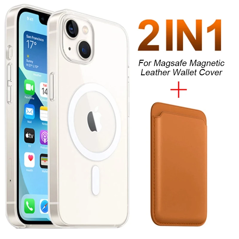 

For Wireless Charging Case For iPhone 11 13 12 Pro MAX mini XR XS Magnetic Card Holder wallet Shockproof Cover