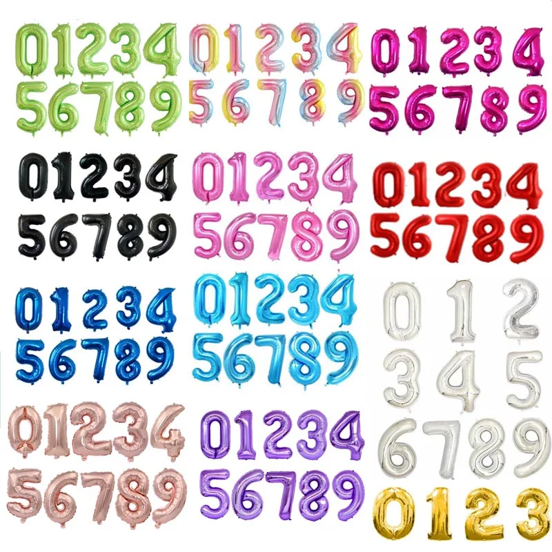 

32‘’ Number Foil Balloon Gold Silver Blue Black pink Digital ballon Globo Birthday Party Decoration kid Baby Shower Supplies
