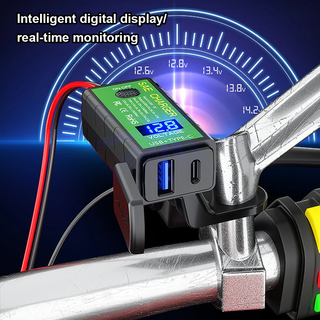 

USB Motorcycle Charger Dual Ports Quickly Charging Adapter Mobile Phone
