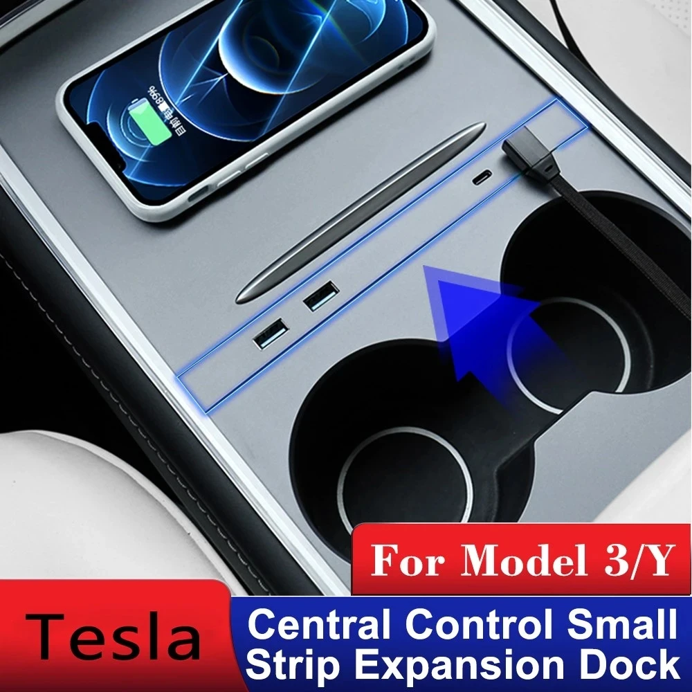 

Model3 ModelY Type Central Control Strip Expansion Dock USB Wireless Charging For Tesla Model 3/Y Auto Interior Accessories 2023