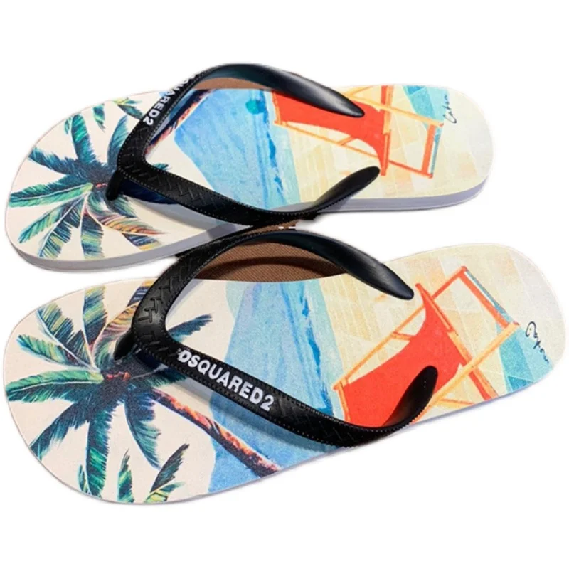 Мужские Пляжные шлепанцы Dsquared2 Нескользящие сандалии с мягкой подошвой для улицы