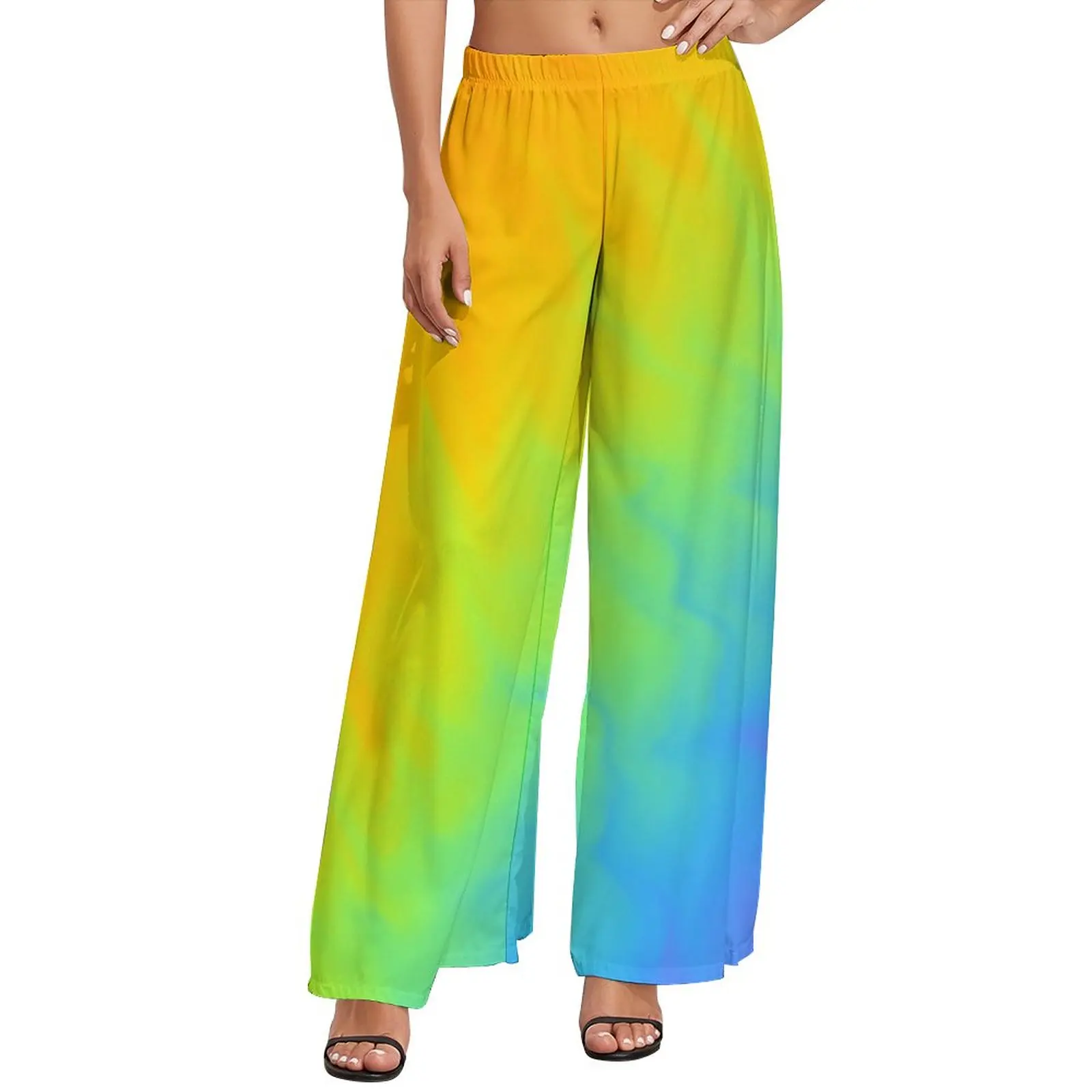

Rainbow Tie Dye Straight Pants Colorful Print Home Wide Pants Woman Oversized Street Fashion Printed Trousers