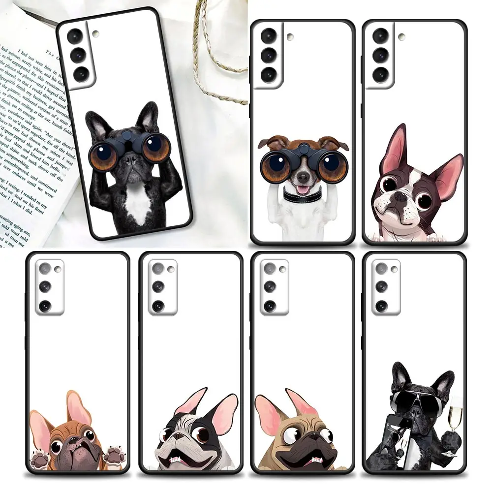 

Funny Pug Dog French Bulldog Cartoon Phone Case For Samsung Galaxy S22 S21 S20 Ultra S10e S9 S23 Fe Plus Cover Fundas Coque