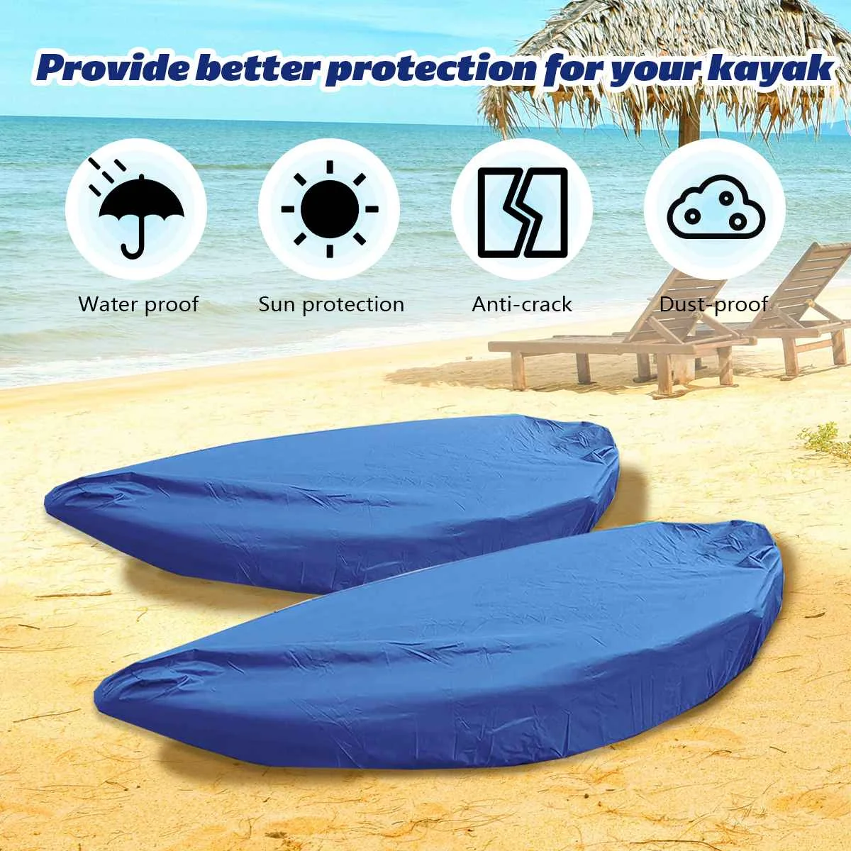 

Professional Universal Kayak Cover Kayak Boat Canoe Storage Cover Canoe Boat Waterproof UV Resistant Dust Storage Cover Shield