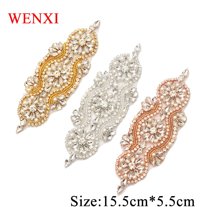 

WENXI 10PCS Bridal Sash Rhinestone Appliques Accessory Crystal Rhinestone Patches For Bridal Wedding Dresses Gowns Belts WX842
