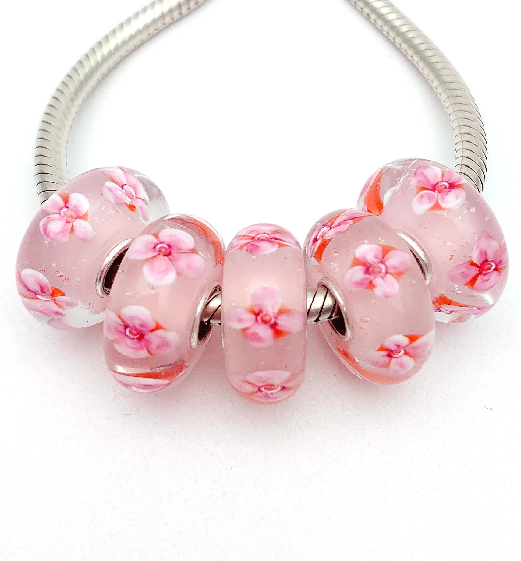 

XHYG97 5X 100% Authenticity S925 Sterling Silver Beads Murano GlassBeads Fit European Charms Bracelet Diy Jewelry Lampwork
