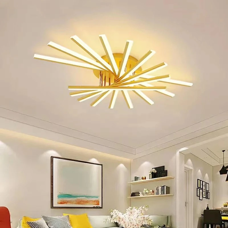 2022 Modern Creative Bedroom Ceiling Lamp Nordic Minimalist Light Luxury Golden Fan-Shaped Lamp Suitable For Restaurants