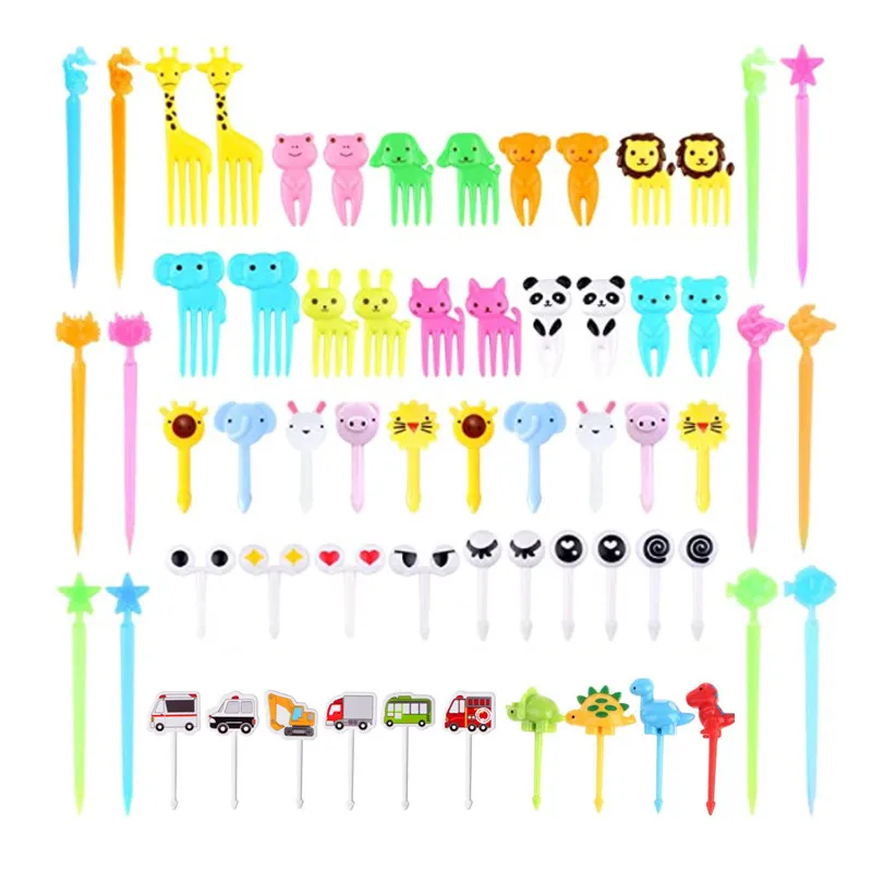 

Animal Fruit Fork Food Grade Plastic Mini Fork Cartoon Children Cake Fruit Dessert Toothpick Bento Lunch Party Decoration
