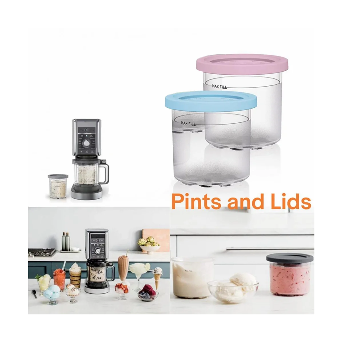 2 упаковки для Ninja XSKPLID2CD совместимы с серии NC299AMZ и NC300S мороженого Makers1 Pint