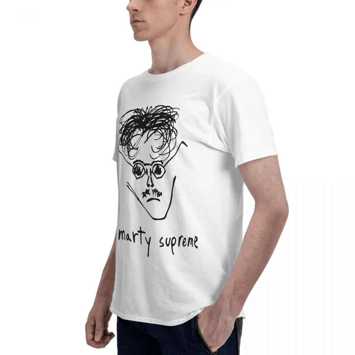 Фото Мужская модная футболка Timothﾩe Chalamet Marty Supreme, винтажная хлопковая футболка с круглым вырезом для мужчин №3